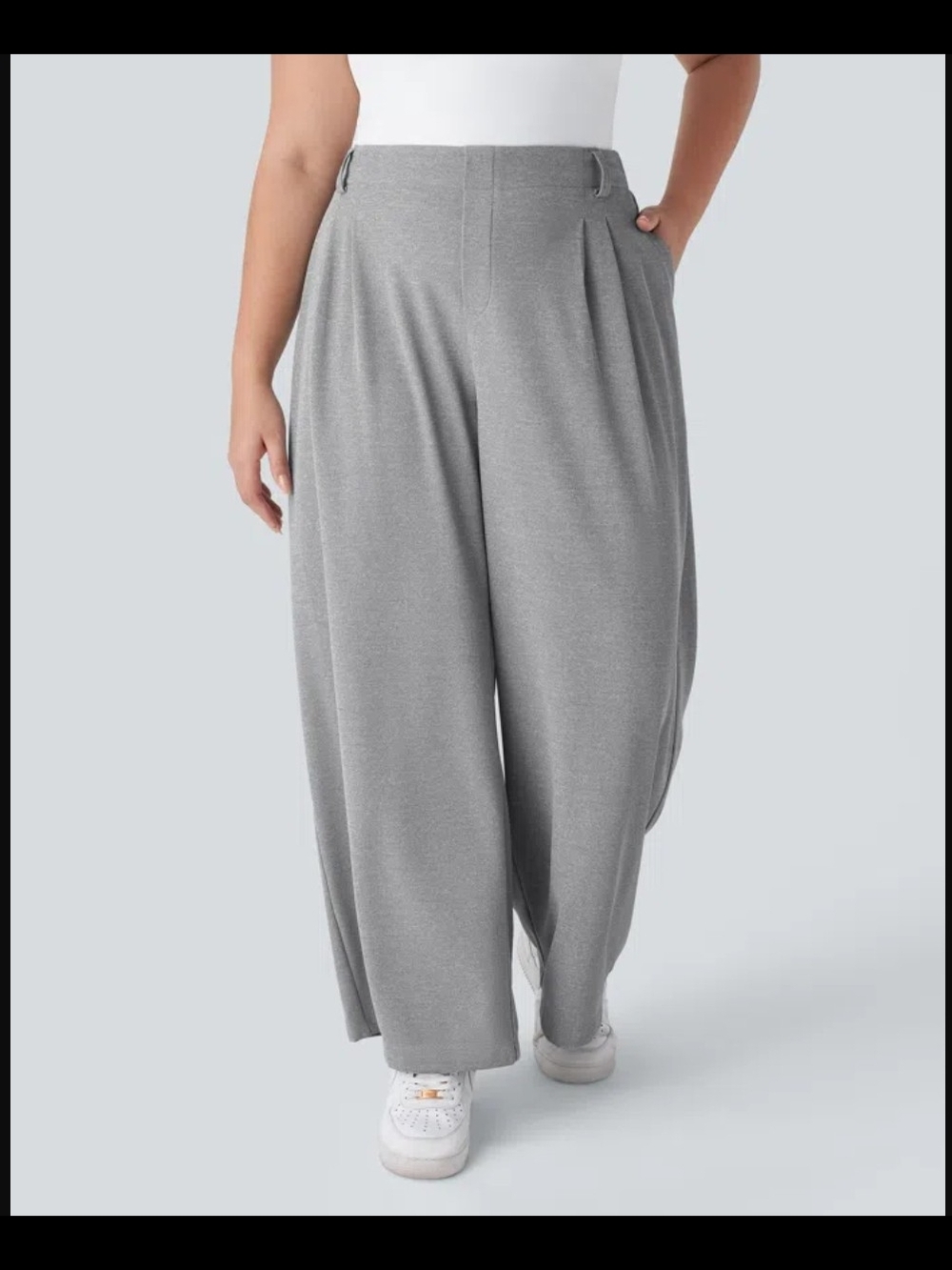 NWOT. Size 3X HALARA Wide-Leg Grey Pleated High-Rise Pants